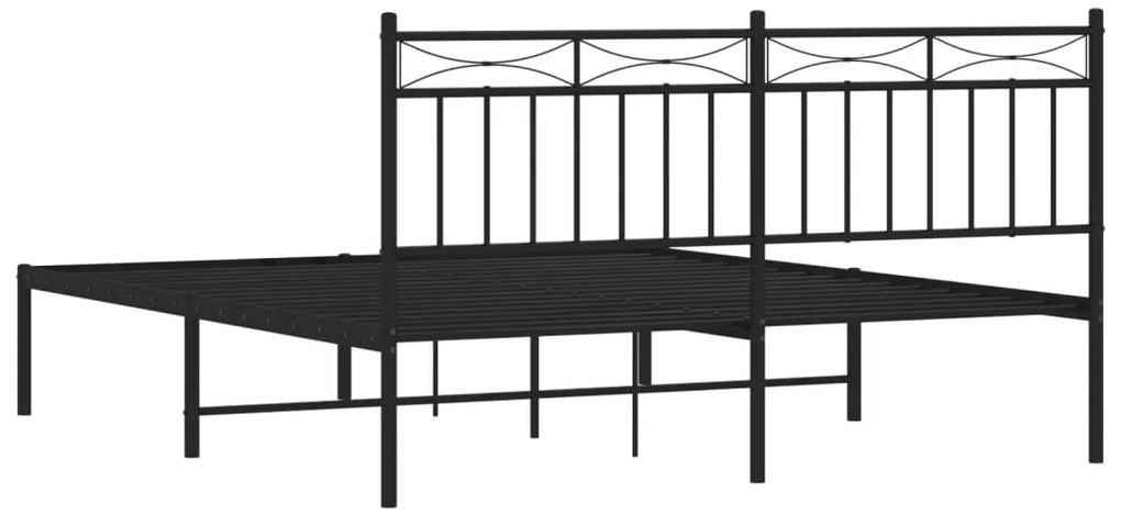 Estrutura de cama com cabeceira 160x200 cm metal preto
