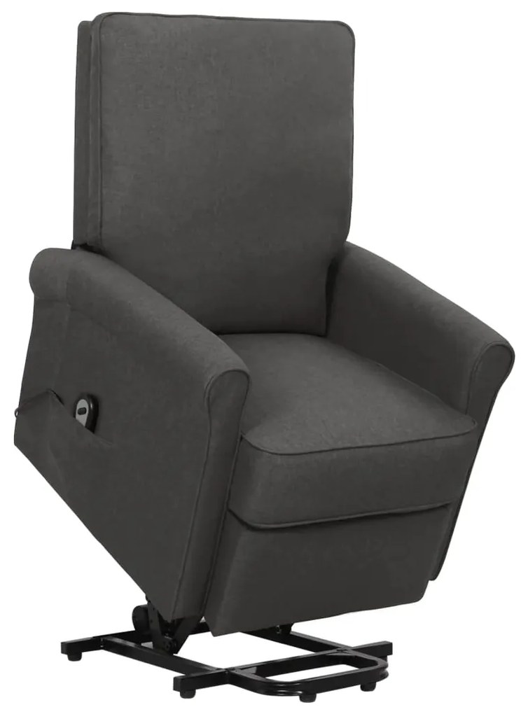 vidaXL Poltrona elevatória tecido cinzento-escuro