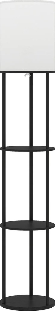 HOMCOM Candeeiro de Pé com Prateleiras 3 Temperaturas de Cor Controlo Remoto e Casquilho E27 Ø29x158 cm Preto | Aosom Portugal