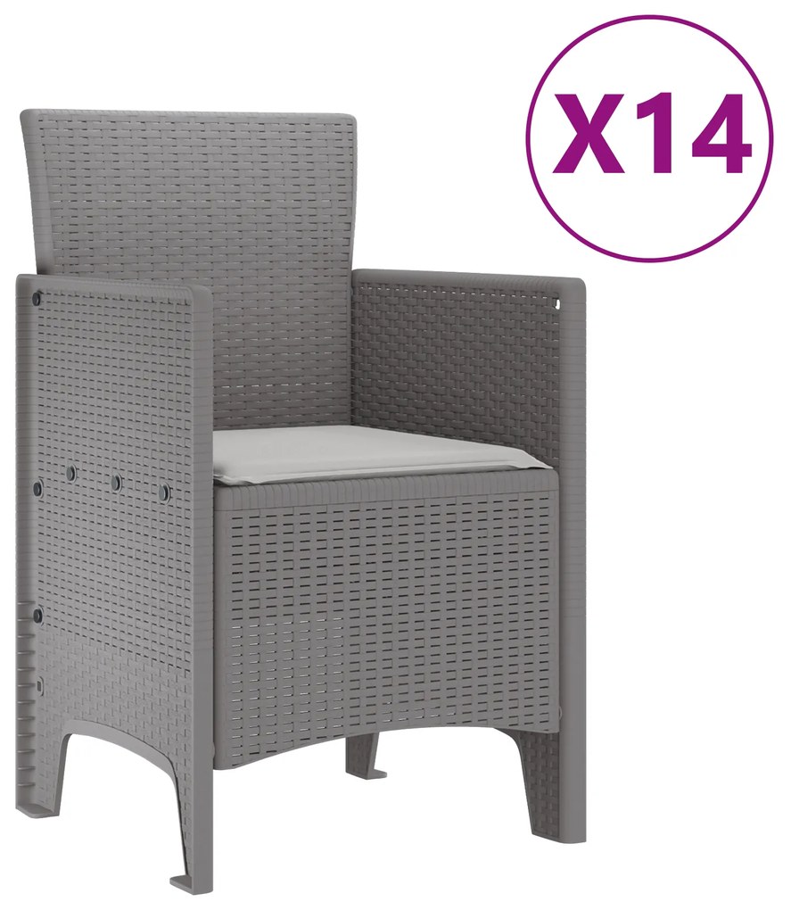 Conjunto de Jantar de 15 Peças vidaXL para Jardim com Almofadas Cinzen