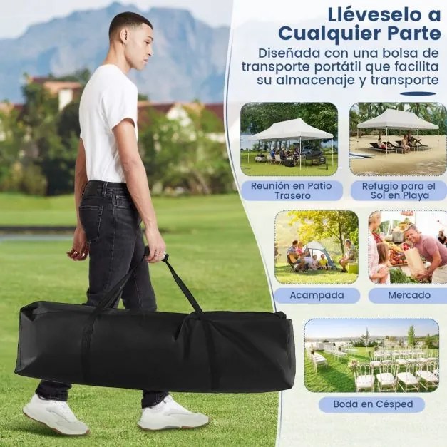 Tenda para festas, eventos jardim dobrável impermeável de 3 x 6 m com bolsa de transporte Proteção solar Tenda resistente Branca