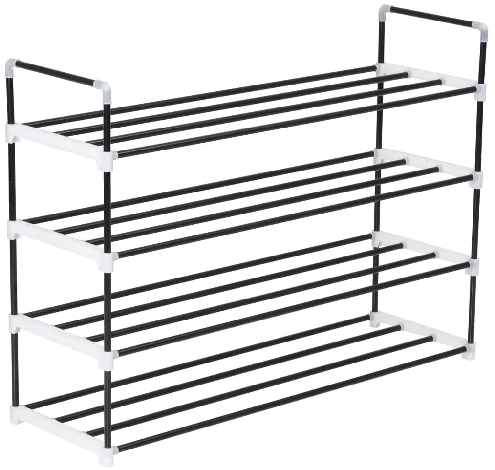 Sapateira com 4 prateleiras metal e plástico preto