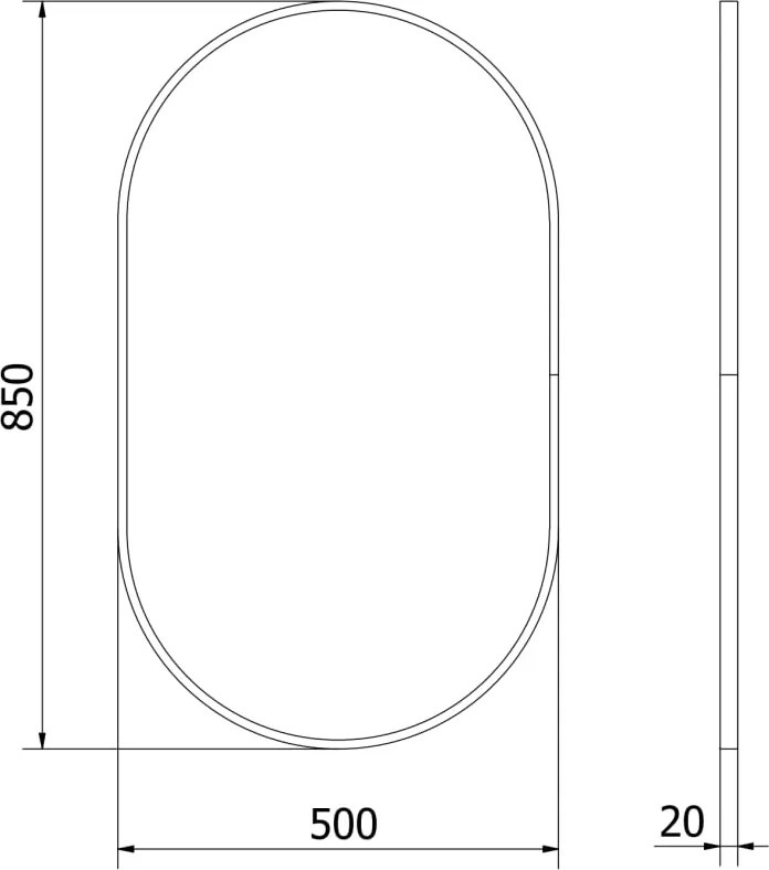 Mexen Loft espelho de casa de banho oval 85 x 50 cm, moldura dourada - 9851-085-050-000-50