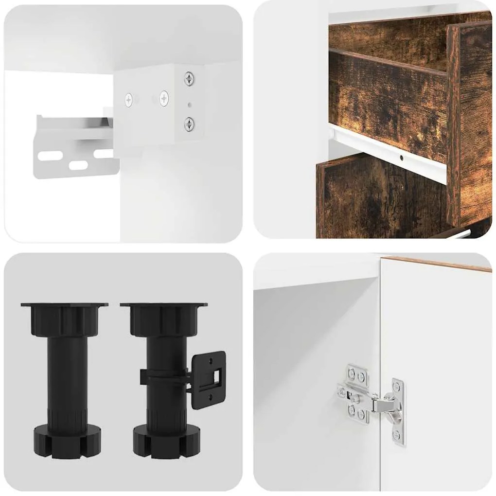 Conjunto de Armários de Cozinha 8 Peças Carvalho Fumado Madeira de Eng