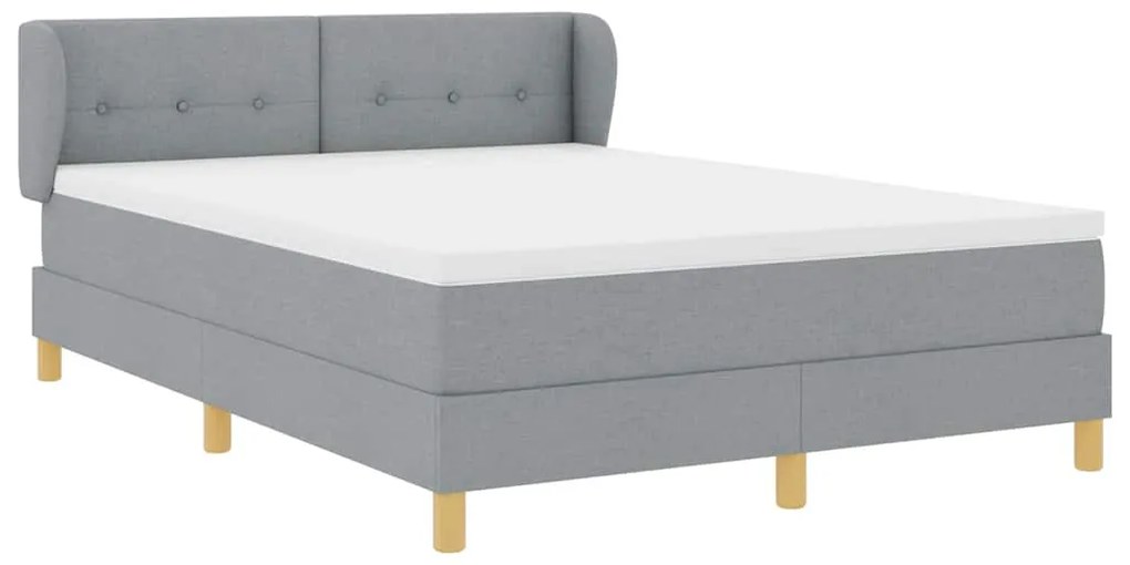 Cama Box com Colchão vidaXL - Cinza Claro, 140x190 cm, Tecido