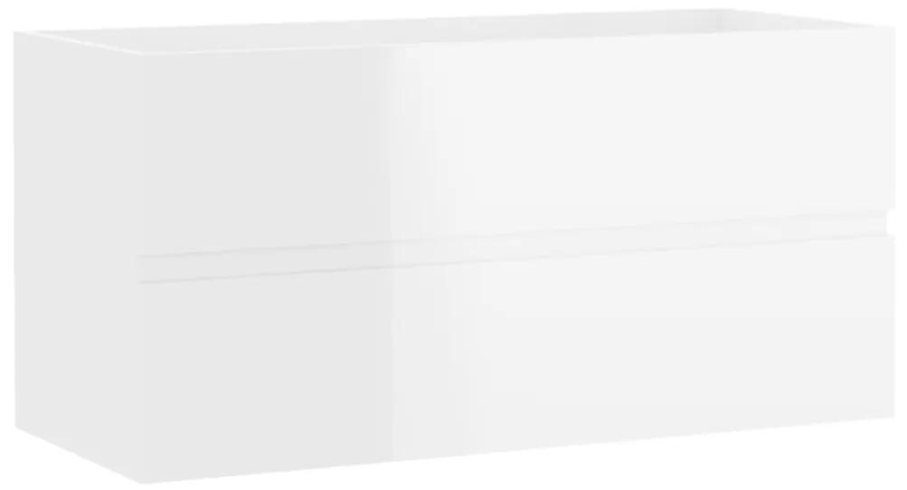 Armário lavatório 90x38,5x45 cm contraplacado branco brilhante