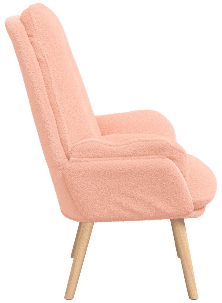 Poltrona Relaxante Rosa em Tecido Estilo Lã