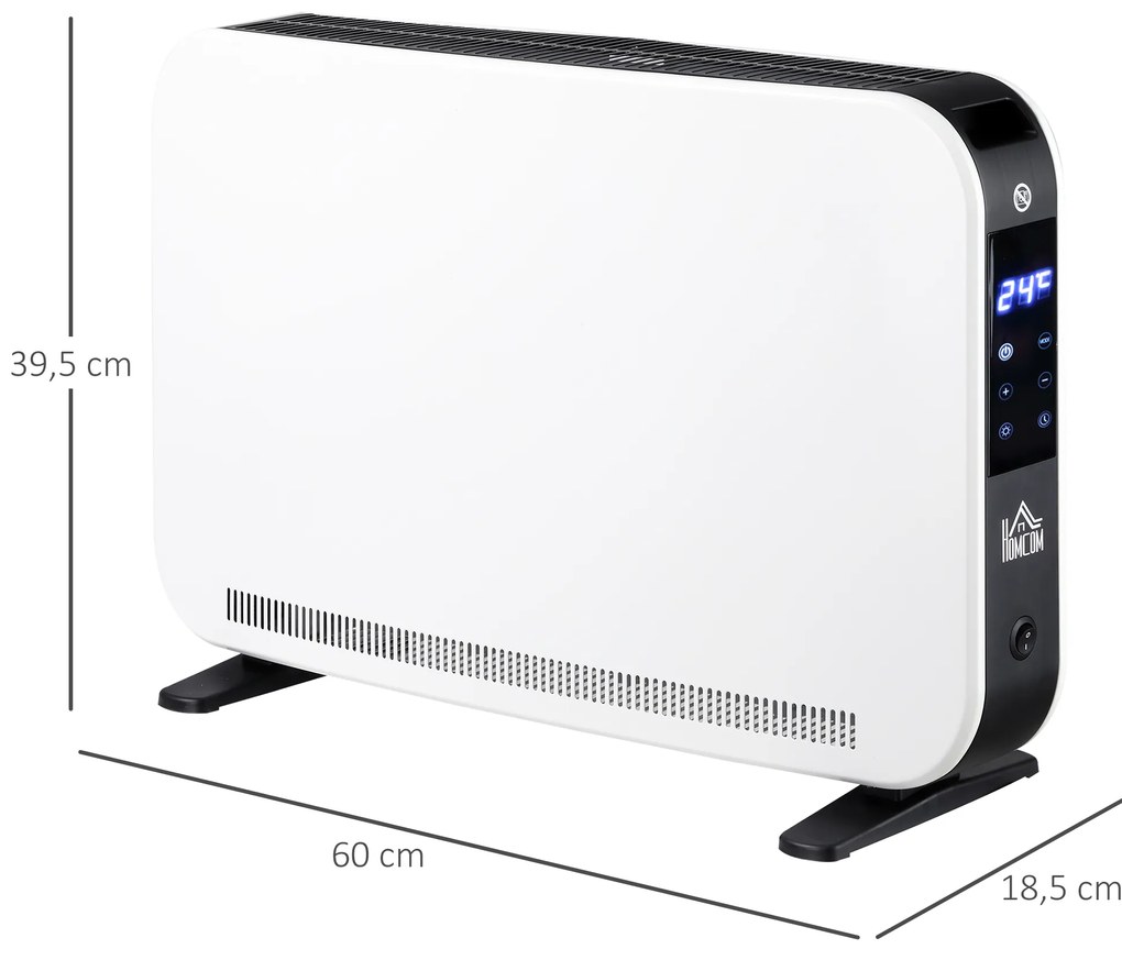 Aquecedor Elétrico 1830-2180W com 3 Modos Ecrã Táctil LED Termóstato Regulável Temporizador para 12-18 ㎡ Branco
