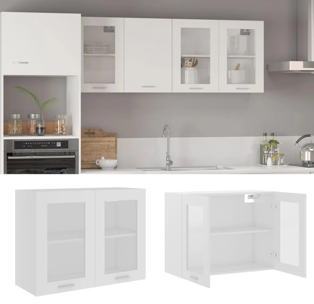 802529 vidaXL Armário de parede c/ vidro 80x31x60 cm contraplacado branco