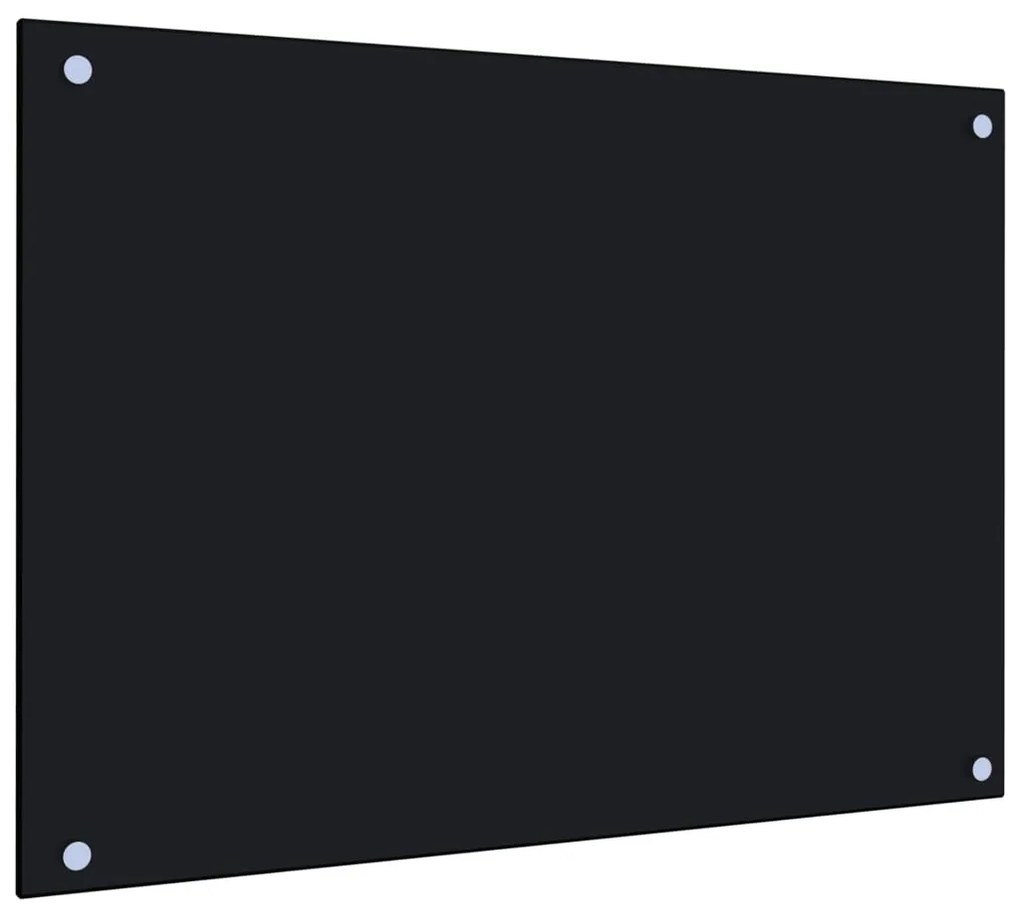 vidaXL Painel anti-salpicos de cozinha 70x50 cm vidro temperado preto