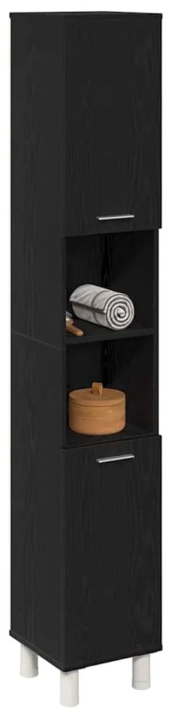 Armário de Casa de Banho vidaXL Carvalho Preto 30x30x179 cm em Madeira