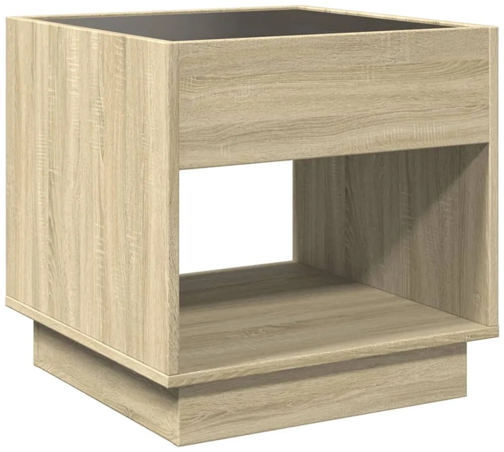Mesa de centro luzes LED Infinity 50x50x50 cm carvalho sonoma