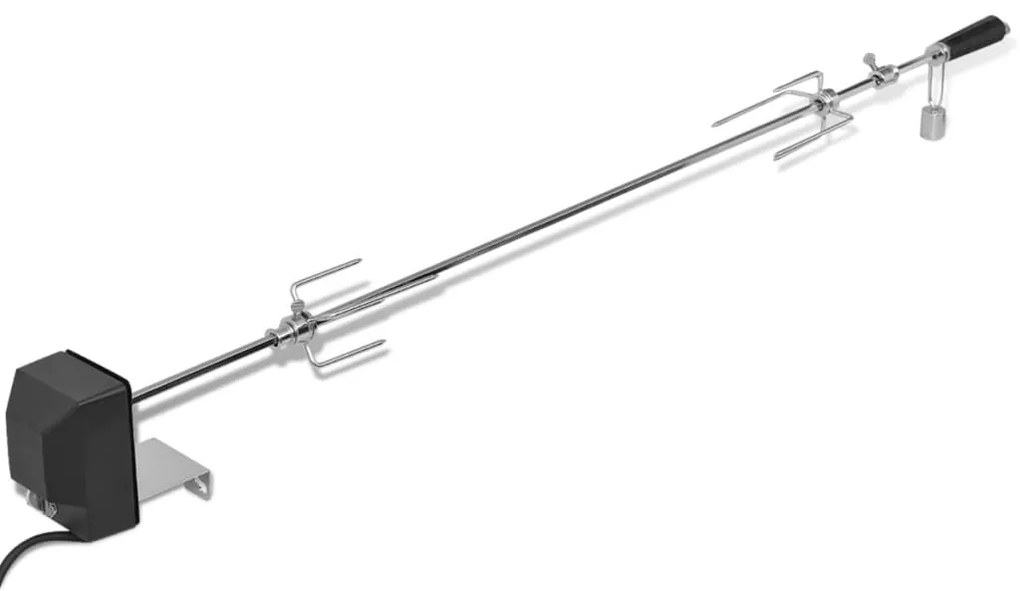 42250 vidaXL Espeto giratório p/ churrasqueira + motor de aço 1200 mm