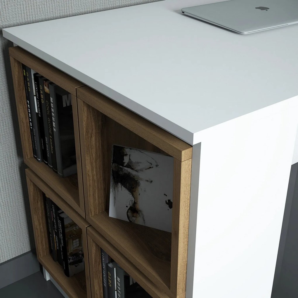 Secretária Box – Branco Nogueira – 120x75x65 cm