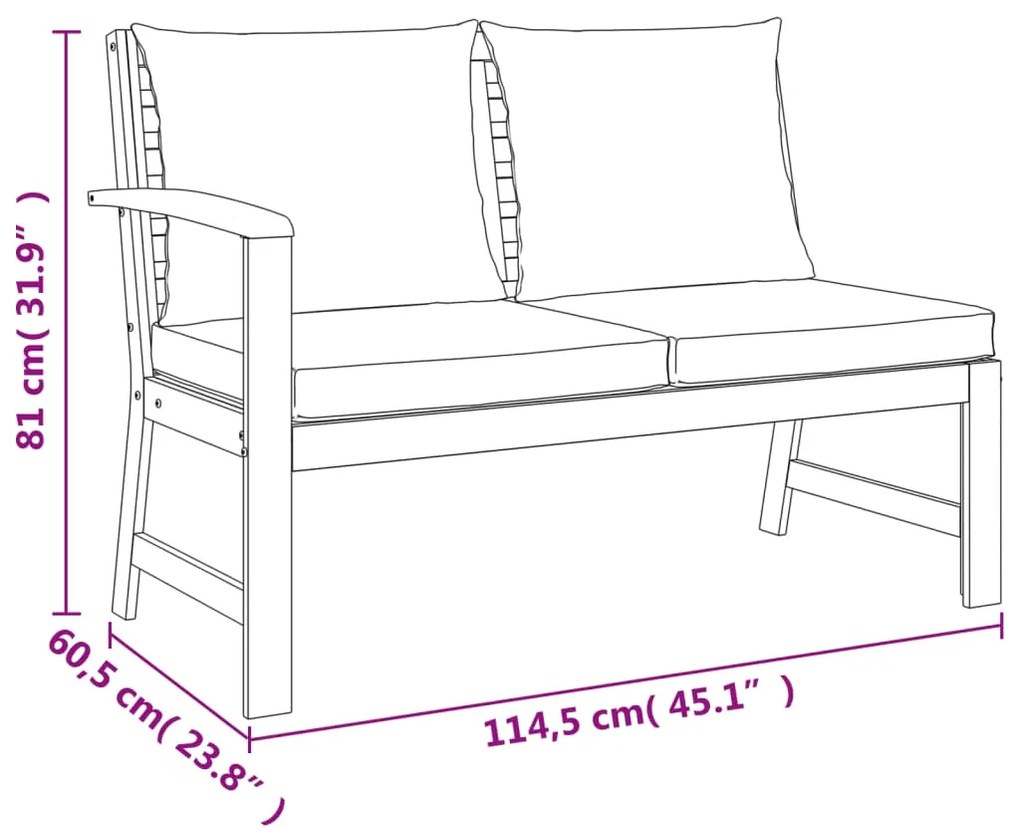 5 pcs conjunto de jantar p/ jardim c/ almofadões acácia maciça