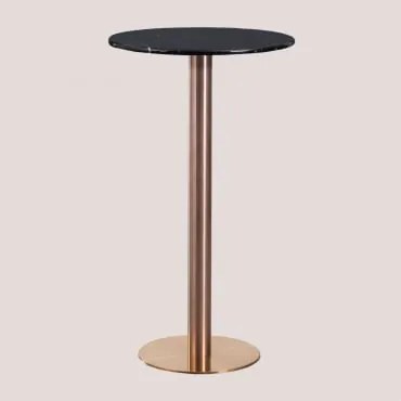 Mesa Alta De Bar Redonda Ø60 Cm Em Mármore Cosmopolitan Mármore Preto & Oro Rosa - Sklum