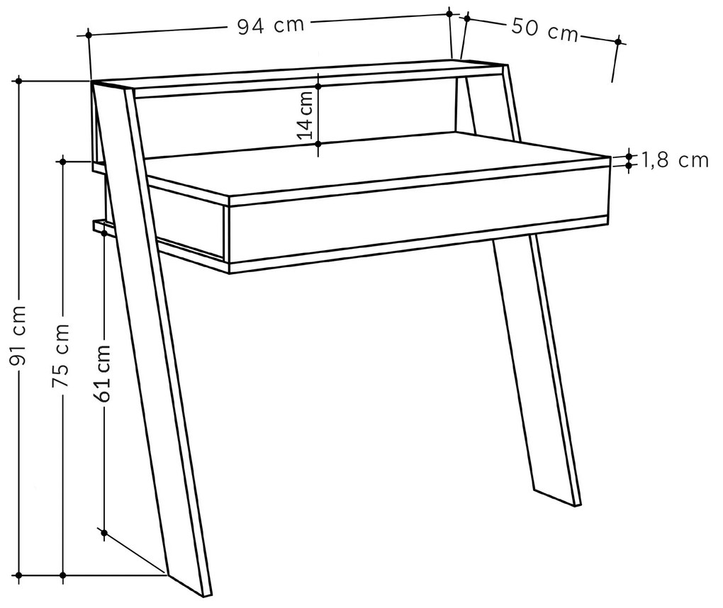 Secretária Cowork – Branco – 94 cm x 91 cm x 50 cm