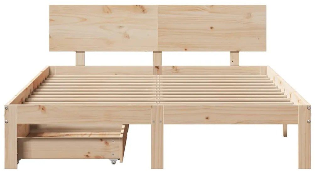 Estrutura de cama c/ gavetas 160x200 cm madeira de pinho maciça