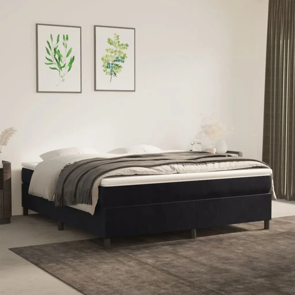 Estrutura de cama sem colchão 160x200 cm veludo preto