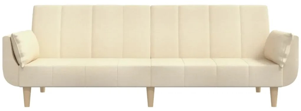 Sofá-cama 2 lugares com duas almofadas tecido cor creme