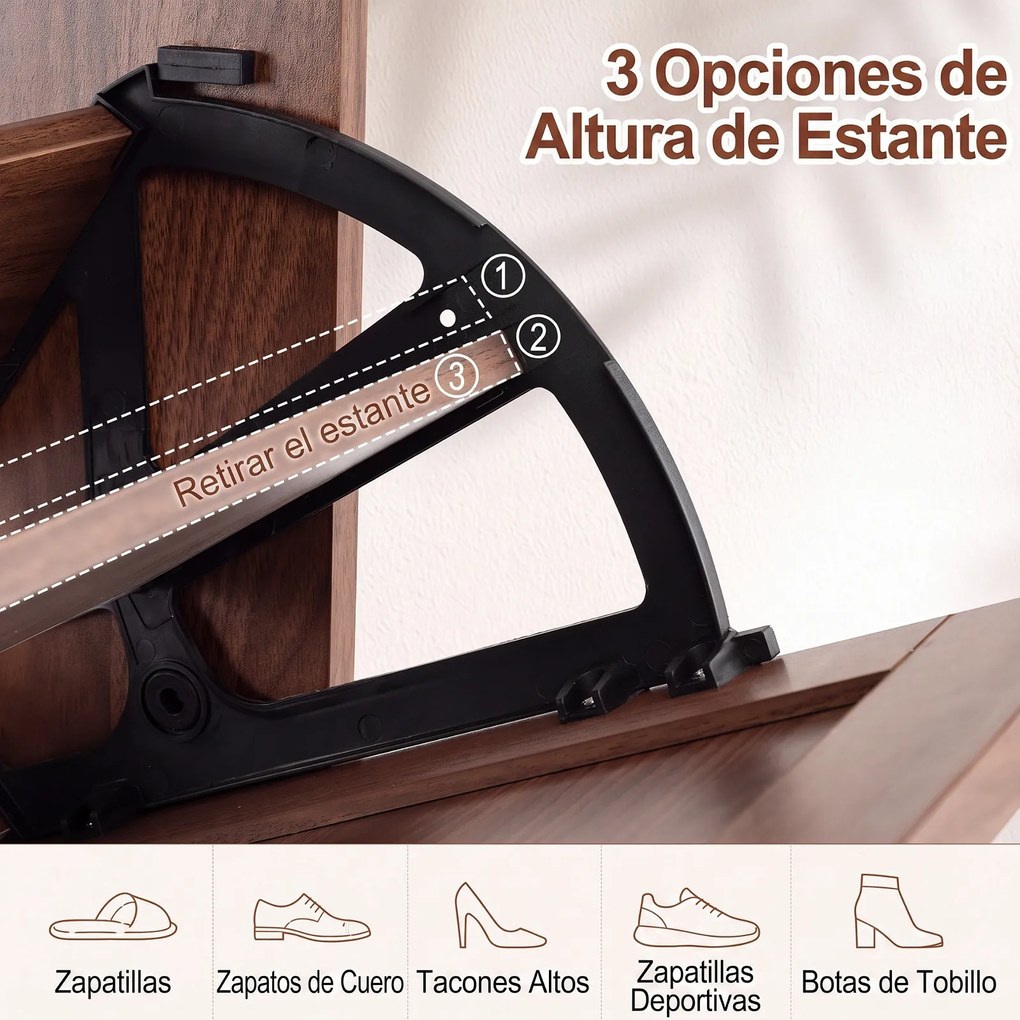 Sapateira Estreita, 80 x 24 x 103 cm, 2 Portas Basculantes, Castanho
