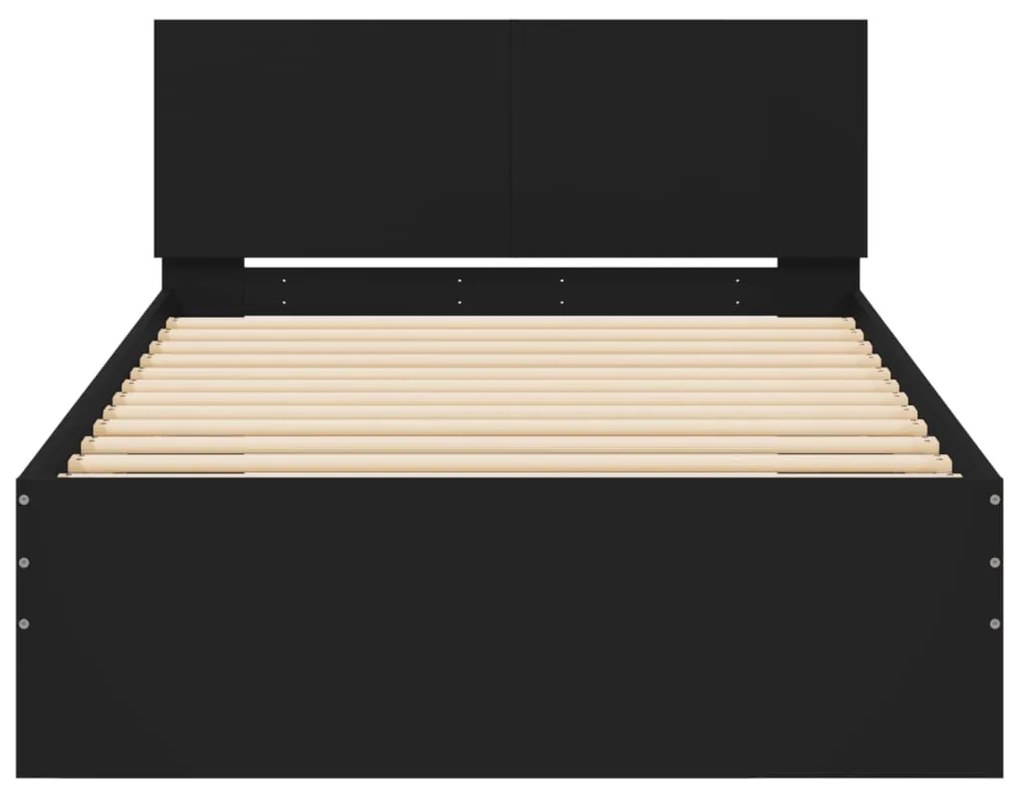 Estrutura cama c/ cabeceira 100x200 cm derivados madeira preto