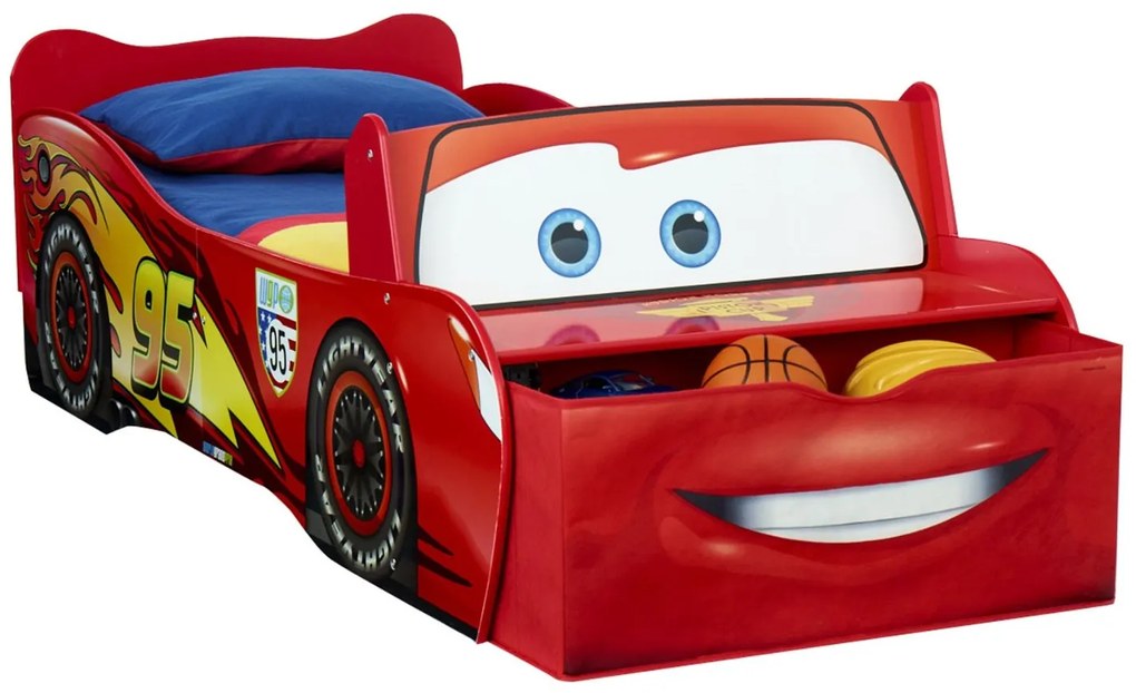 Cama infantil Filme carros faisca mcqueen + colchão e almofada 77 x 170 x 54 cm VERMELHO