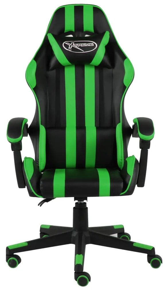 Cadeira estilo corrida couro artificial preto e verde