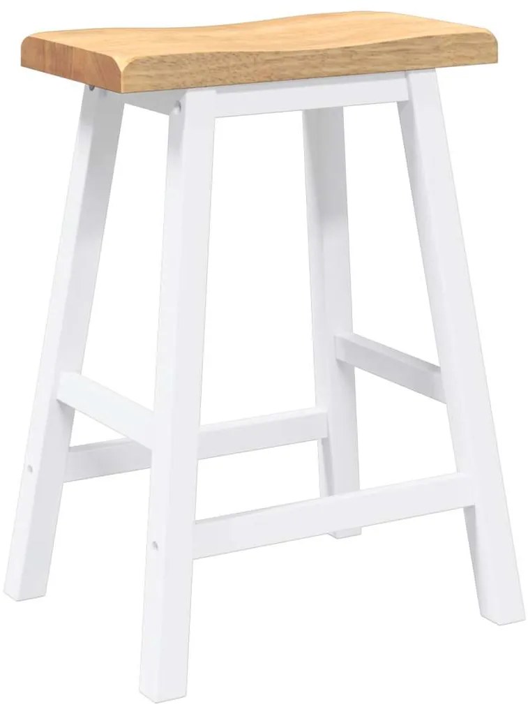 Bancos de bar 2 pcs madeira de seringueira maciça branco
