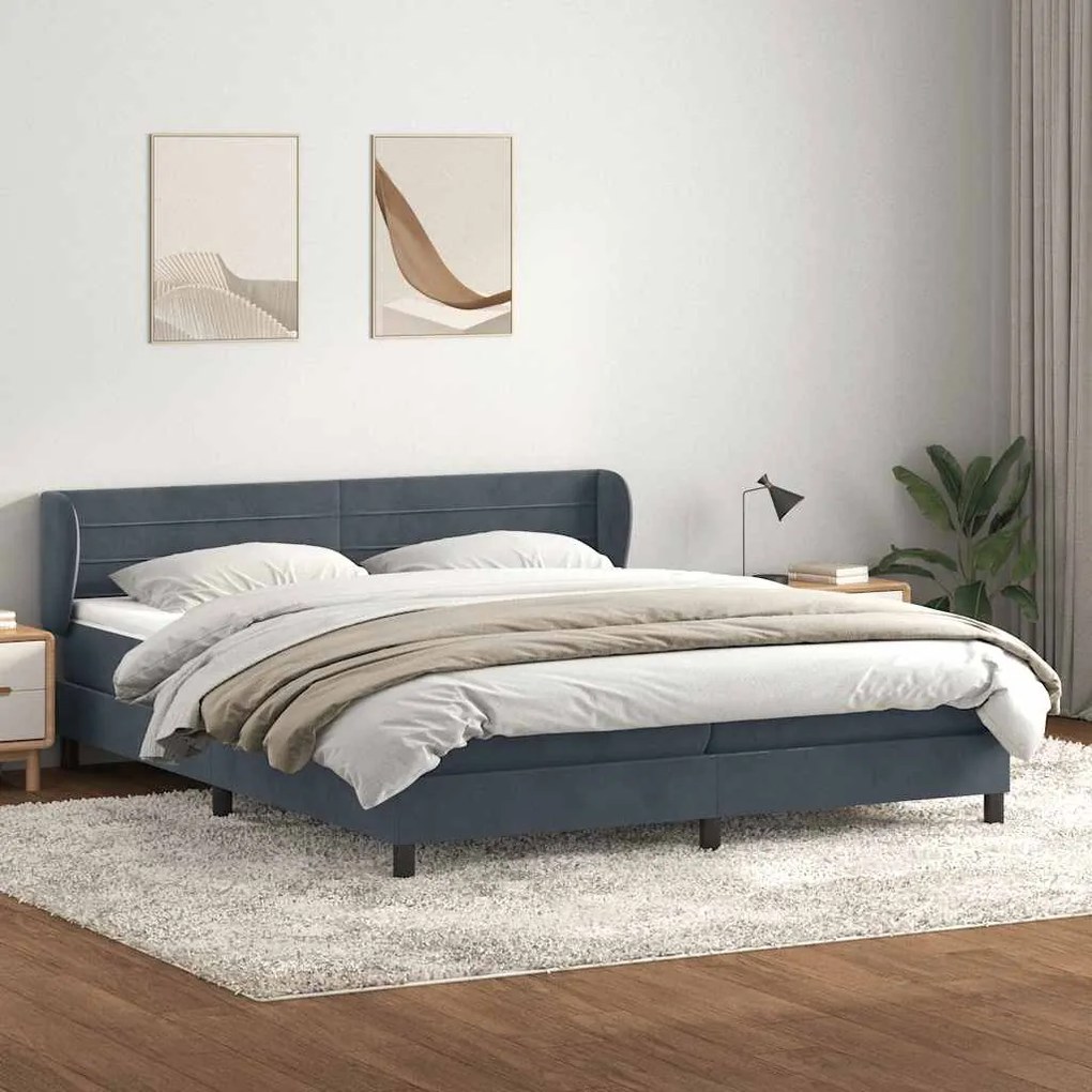 vidaXL Cama com molas/colchões 200x220 cm veludo cinzento-escuro