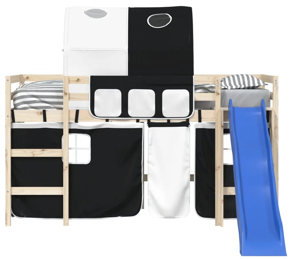 Cortinas para cama elevada com túnel poliéster branco e preto