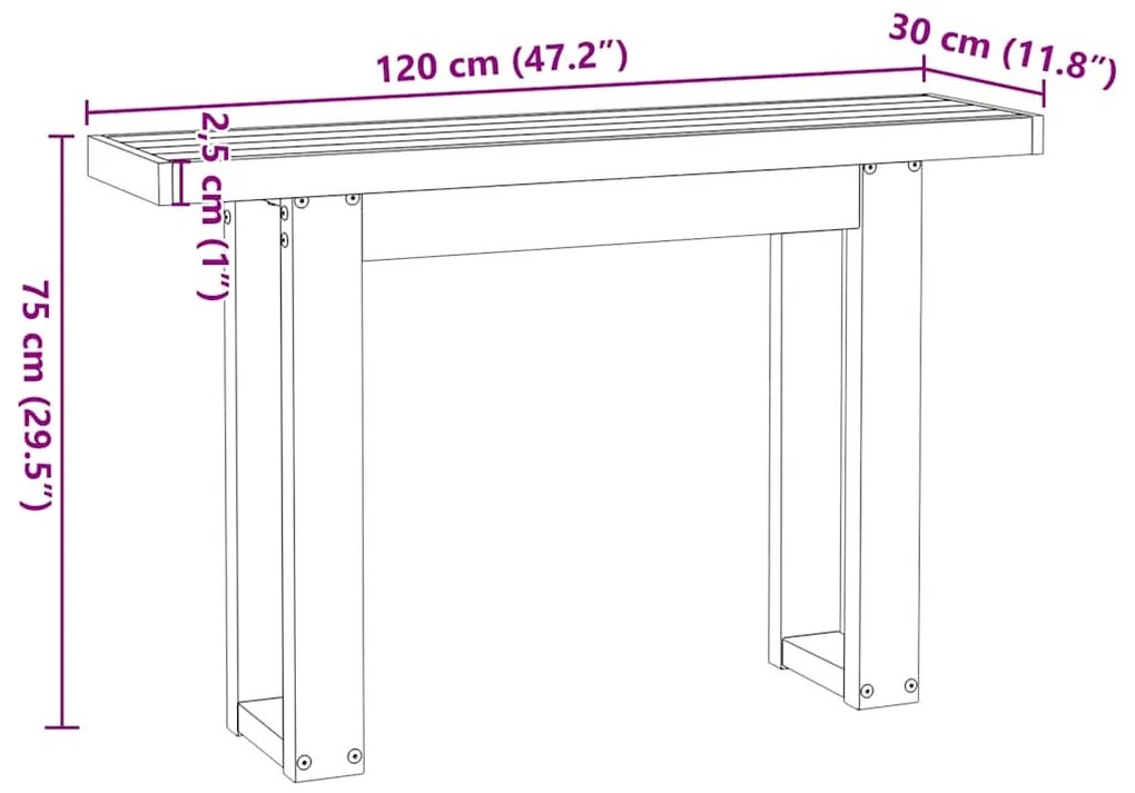 Mesa consola NOAIN pernas em forma de U 120x30x75 cm