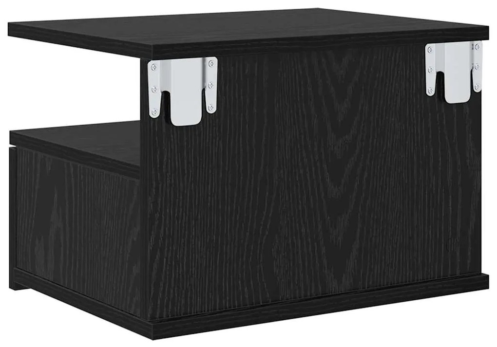 Mesa de Cabeceira Flutuante Carvalho Preto 40x31x27 cm Madeira Engenhe