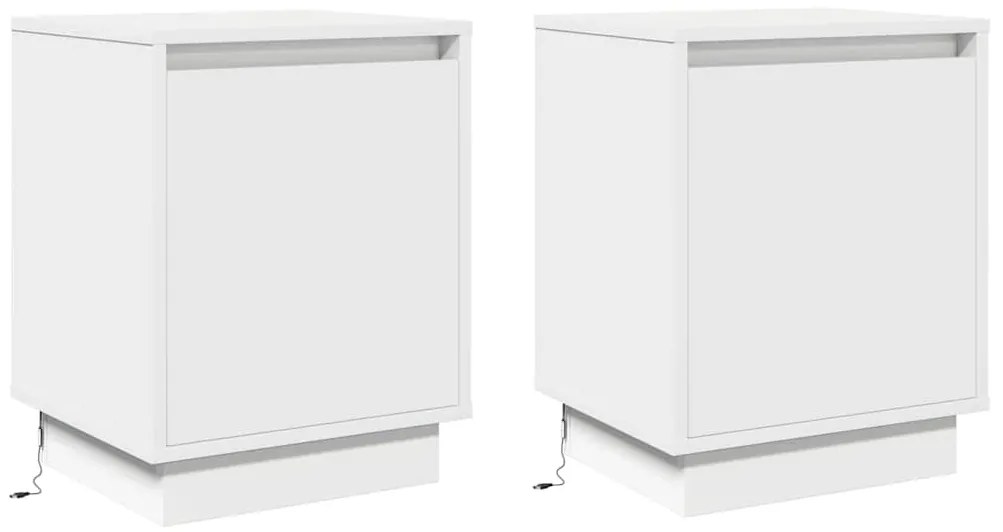 Criados-mudos com Luzes LED 2 pcs Branco 39x34,5x50 cm
