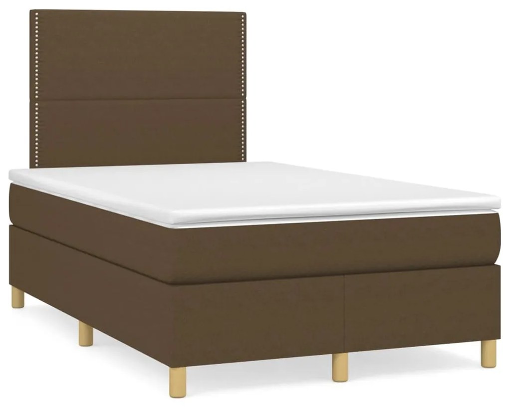 3269926 vidaXL Cama boxspring com colchão 120x190 cm tecido castanho-escuro