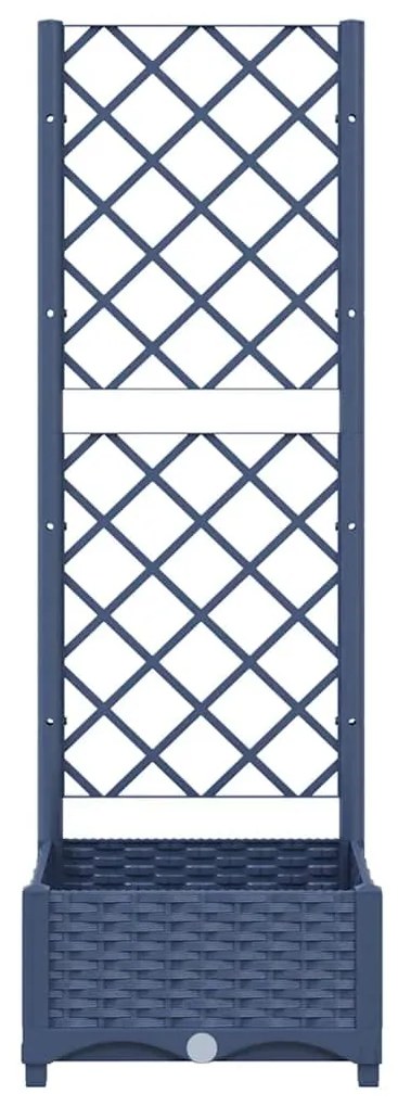 Vaso/floreira jardim c/ treliça 40x40x121,5 cm PP cinzento azul