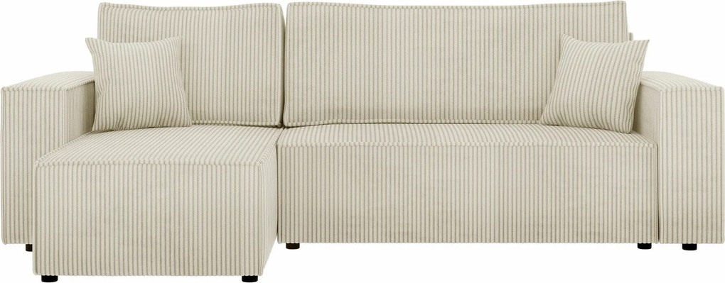 Sofá de canto Shelton 100, Cama com arrumação, 244x145x82cm, 91.5 kg, Pernas: Plástico