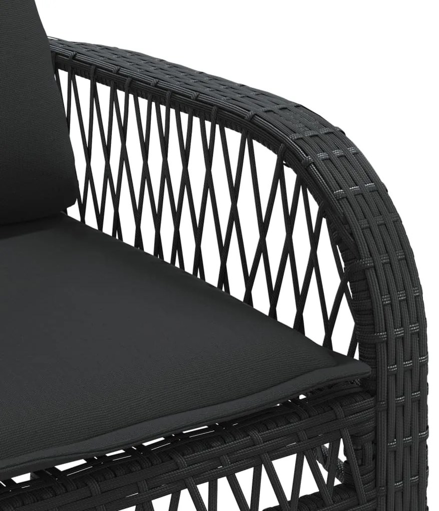 4 pcs conjunto de sofás para jardim c/ almofadões vime PE preto