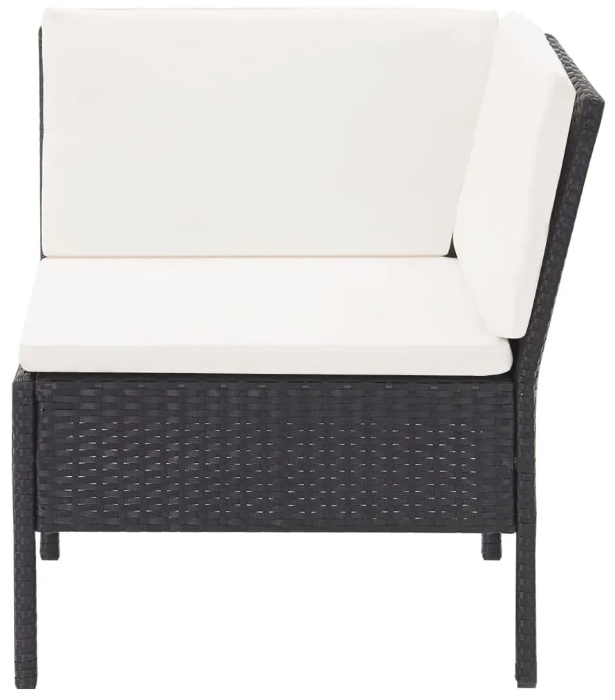 3 pcs conjunto lounge de jardim c/ almofadões vime PE preto