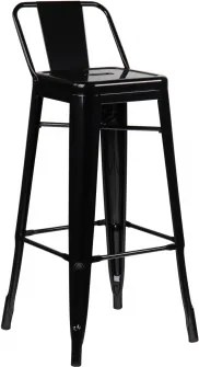 Pacote De 4 Bancos Altos ↑75 Cm Com Encosto Em Aço Lix Preto - Sklum