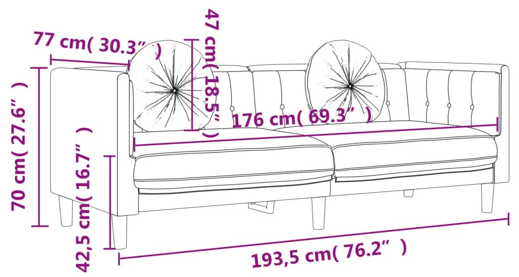 3 pcs conjunto de sofás com almofadas veludo cinzento-escuro