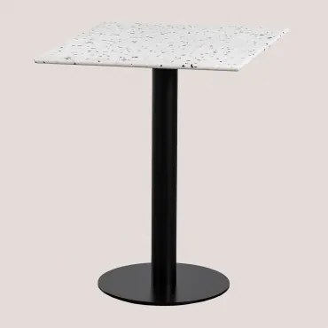 Mesa De Bar Quadrada 60x60 Cm Em Terraço Dolce Terrazzo Marfim - Preto - Sklum