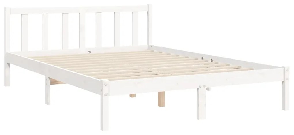 Estrutura de cama com cabeceira 140x200cm madeira maciça branco