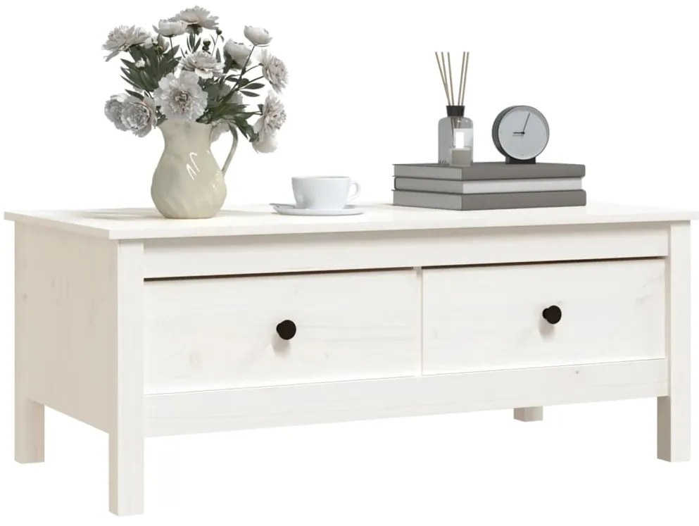 Mesa de centro 100x50x40 cm madeira de pinho maciça branco
