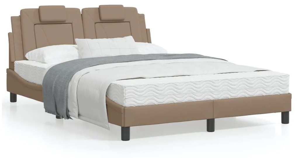 Estrutura cama c/ luzes LED 120x200 couro artificial cappuccino