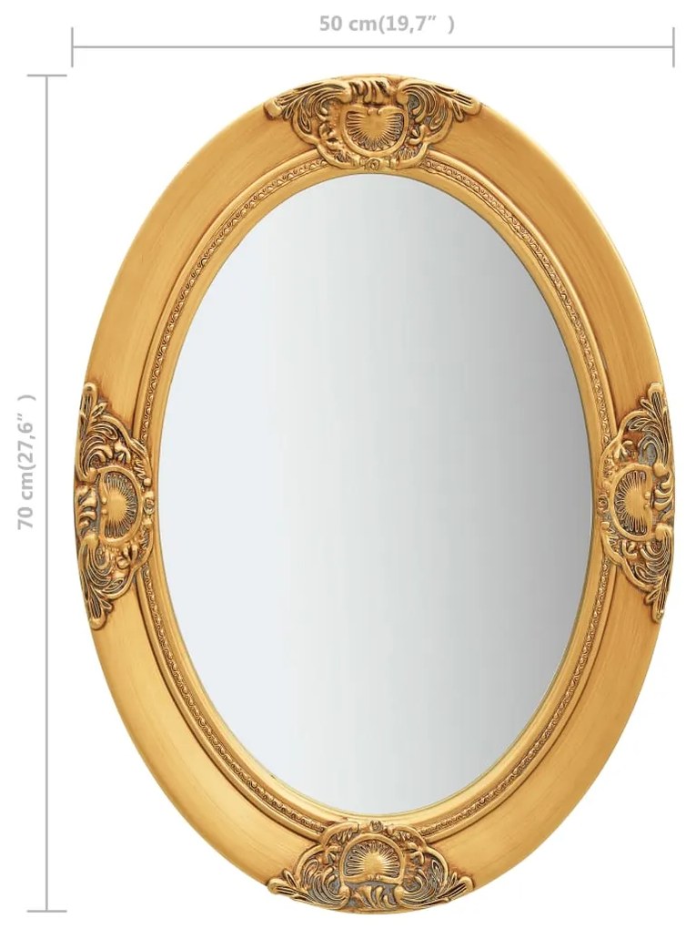 Espelho de parede estilo barroco 50x70 cm dourado