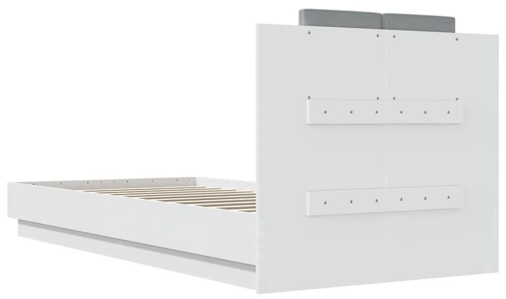 Estrutura de cama com cabeceira e luzes LED 90x200 cm branco