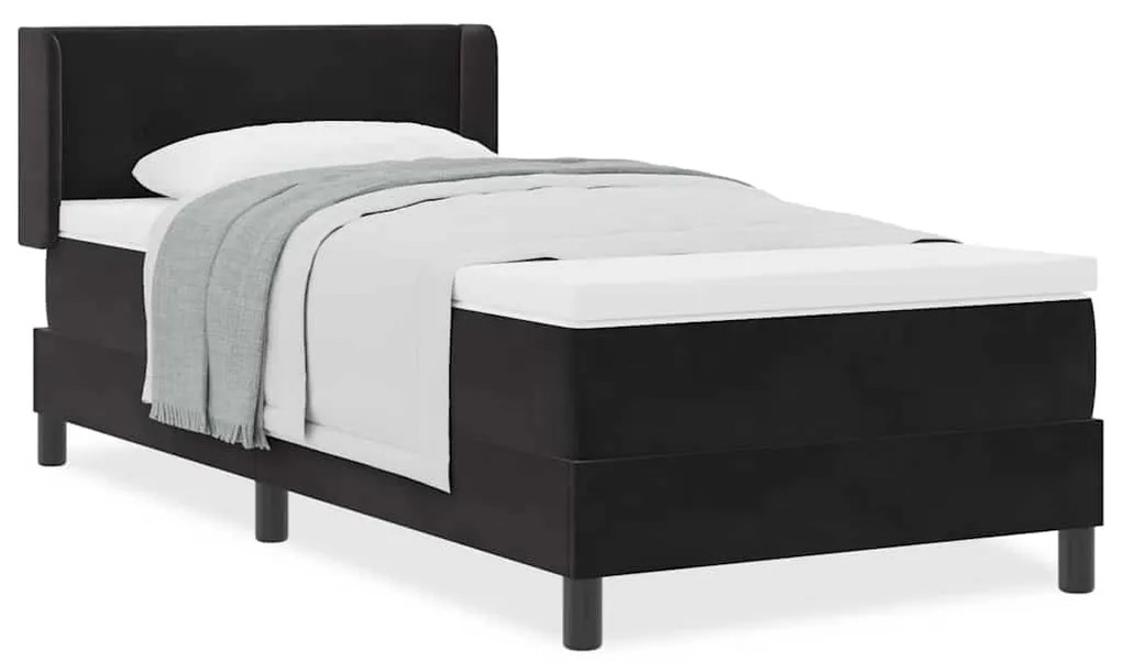 Camaspring vidaXL com colchão Preto 90x190 cm Veludo