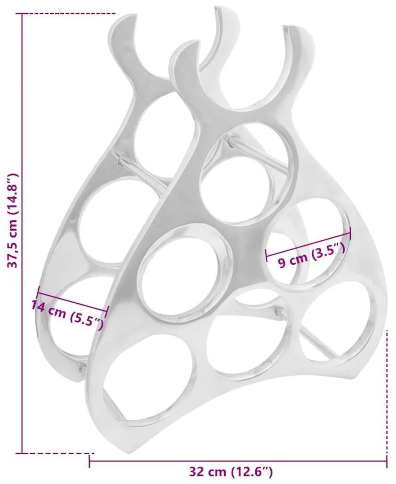 Suporte para Vinho Prateado 38 x 33 x 13 cm Alumínio