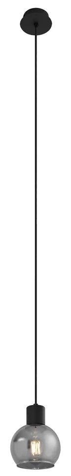 Candeeiro de suspensão Art Deco preto com vidro fumê - Vidro Art Deco